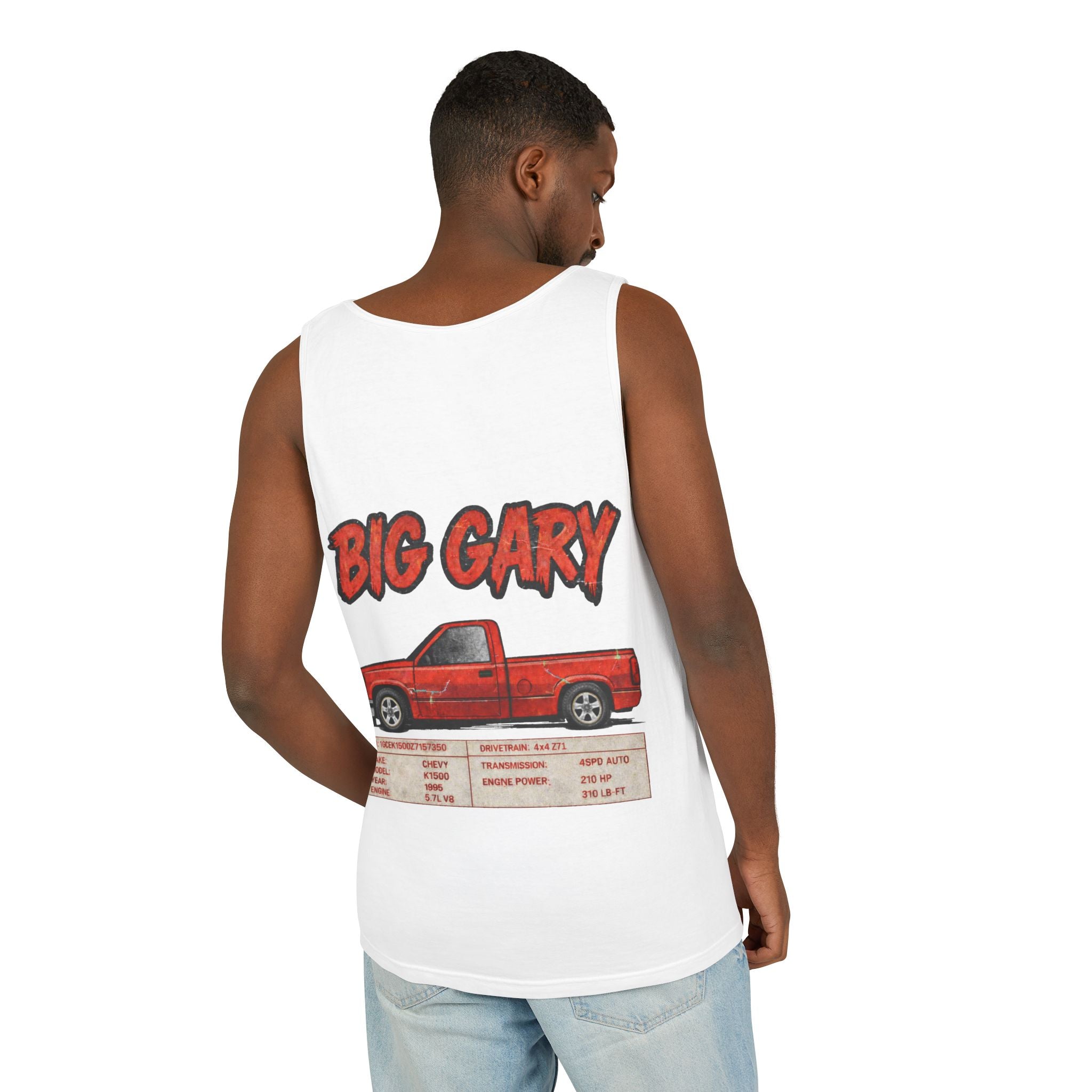 Big Gary Classic Truck Tank Top – Vintage Red Pickup Motorsports Graphic